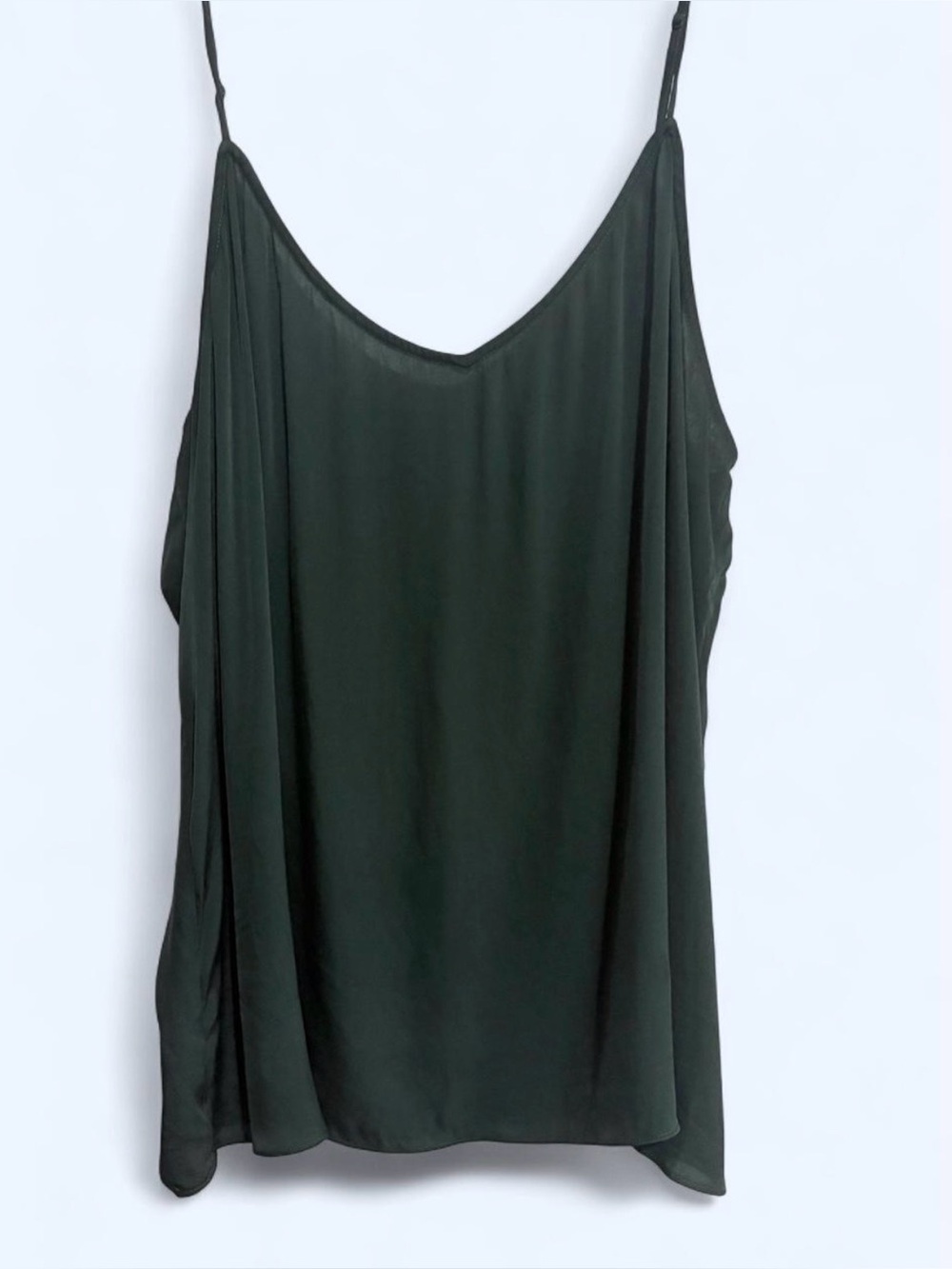 Quince Dark Green Satin Slip Cami